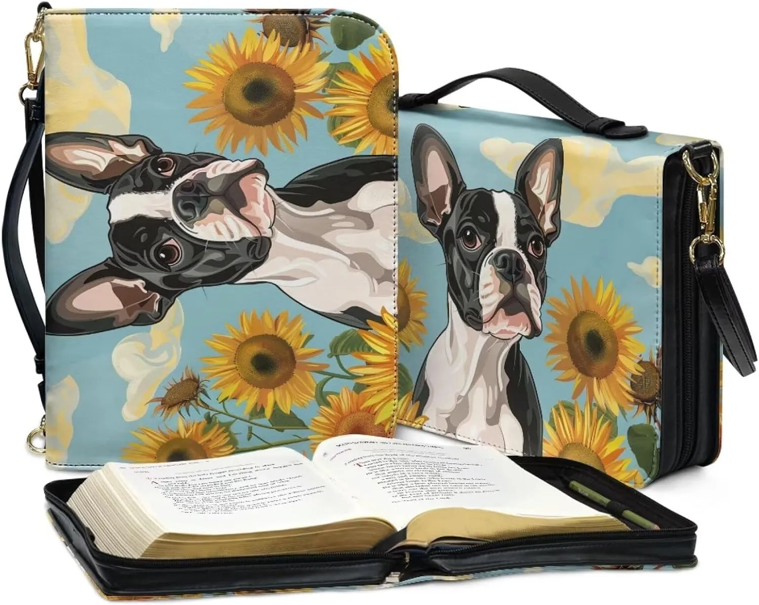 Bible Covers for Women Men Leather Bible Cover Case with Handle Church Carrying Tote Handbag