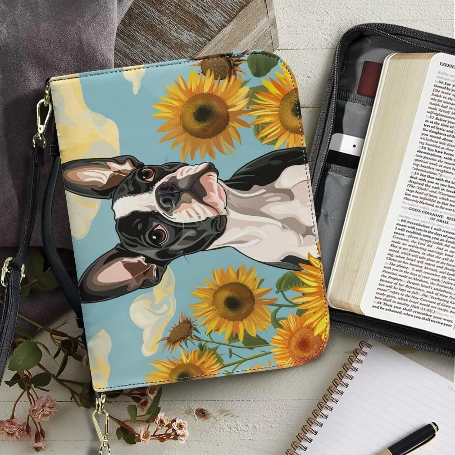 Bible Covers for Women Men Leather Bible Cover Case with Handle Church Carrying Tote Handbag