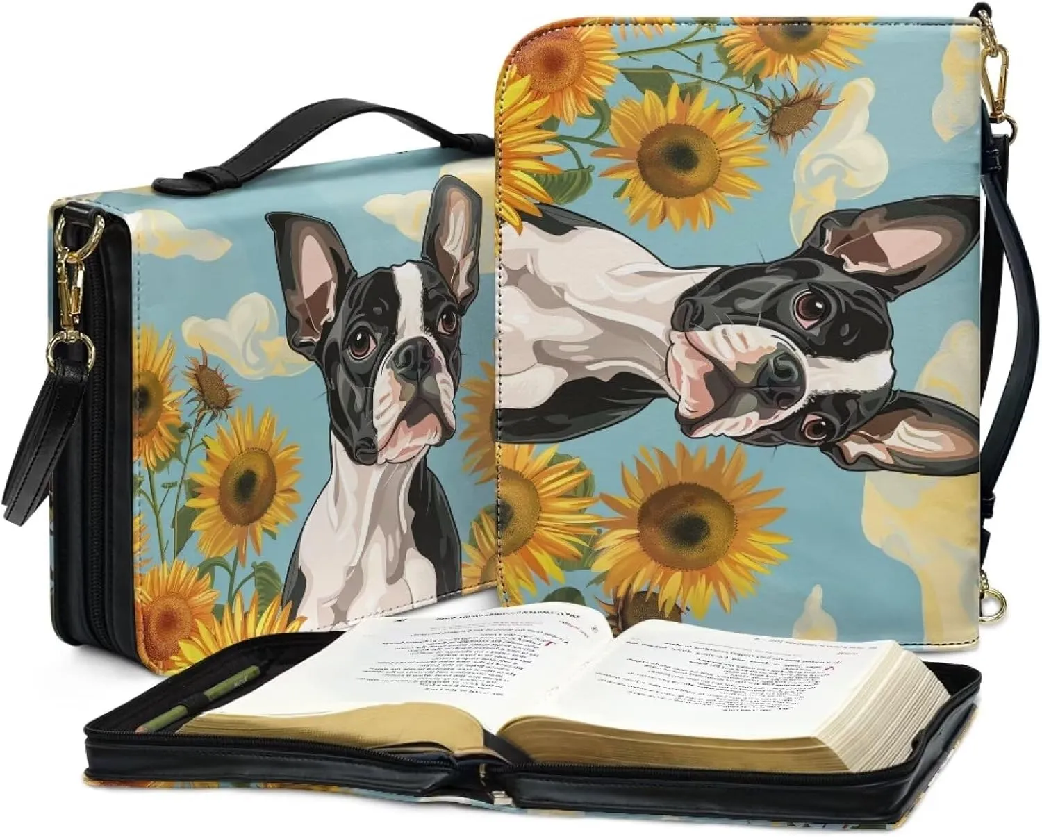 Bible Covers for Women Men Leather Bible Cover Case with Handle Church Carrying Tote Handbag