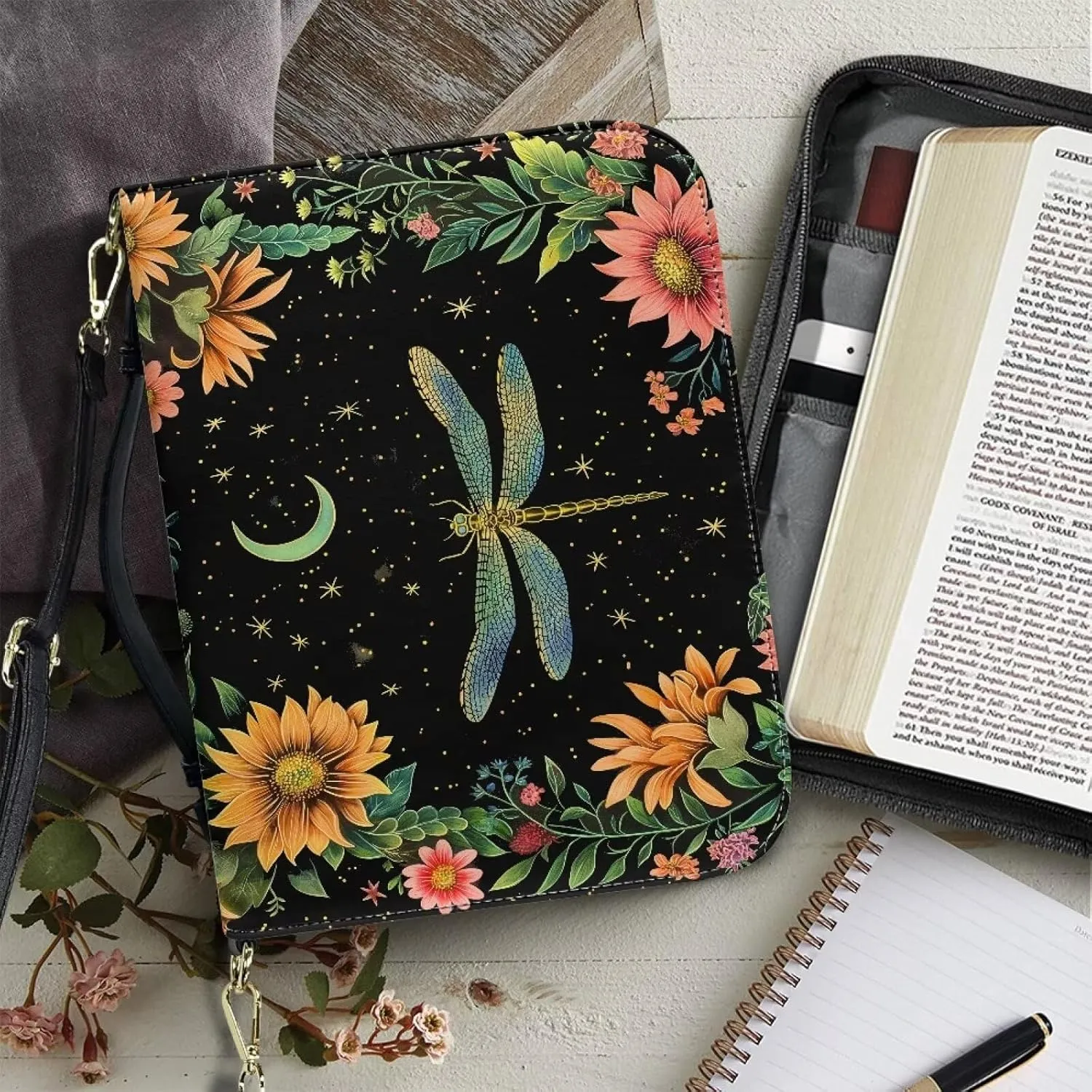 Bible Covers for Women Men Leather Bible Cover Case with Handle Church Carrying Tote Handbag