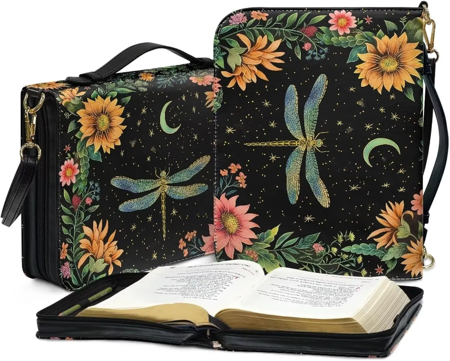 Bible Covers for Women Men Leather Bible Cover Case with Handle Church Carrying Tote Handbag