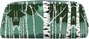 Birch Trees Print Large Capacity Pencil Case,Pencil Pouch With Zipper, Durable Leather Pen Bag For Office, Travel