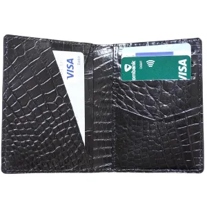 Black Alligator Leather Business Card Holder Men Minimalist Crocodile Bifold Front Pocket Card Wallet Double Side Travel ID Case Handmade Card Case