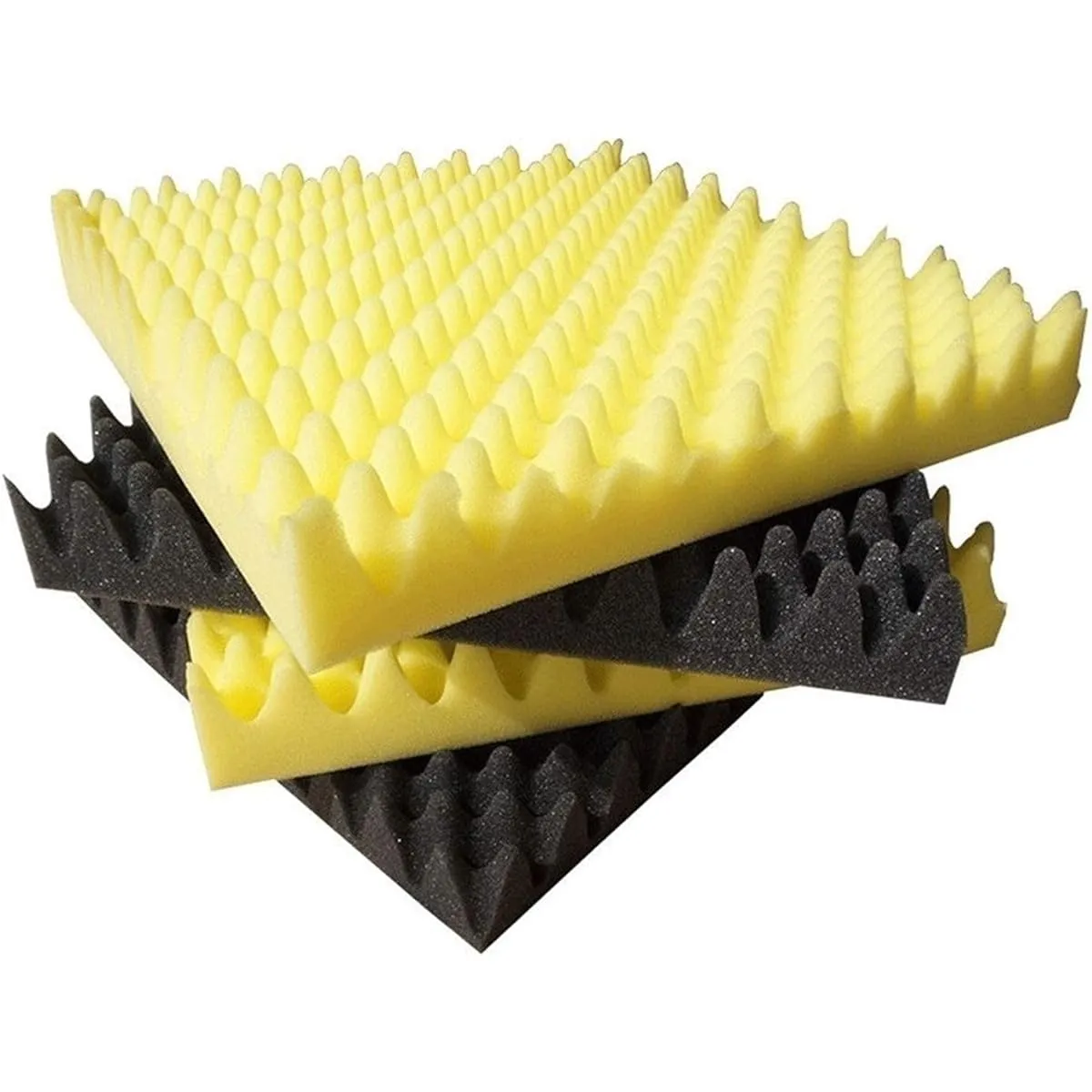 Black and Yellow Soundproof Foam Panels, KTV Bar Acoustic Panels High Density Noise Reduction Sound Absorbing Cotton 10PCS (Black) (Black)