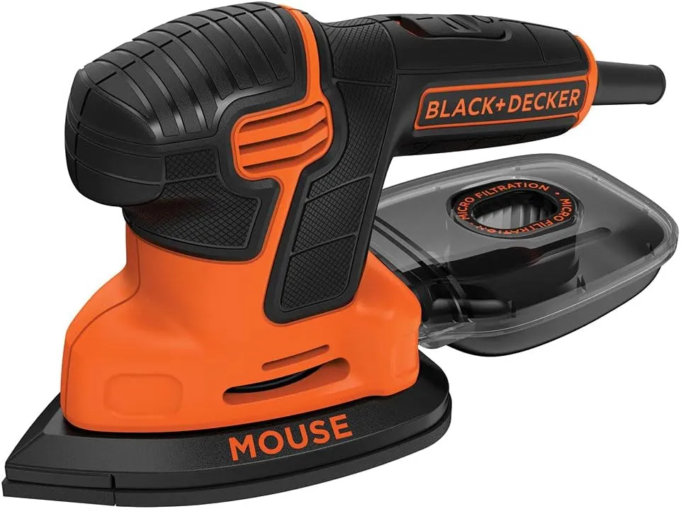 BLACK DECKER Detail Sander, 1.2 Amp, 16,000 OPM, Compact Design, 3-Position Grip for Comfort, Includes Dust Collector, Corded (BDEMS600)
