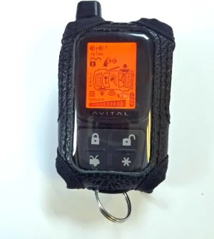Black Leather Cover for Avital 7345L Remote Control Transmitter (Remote Not Included)
