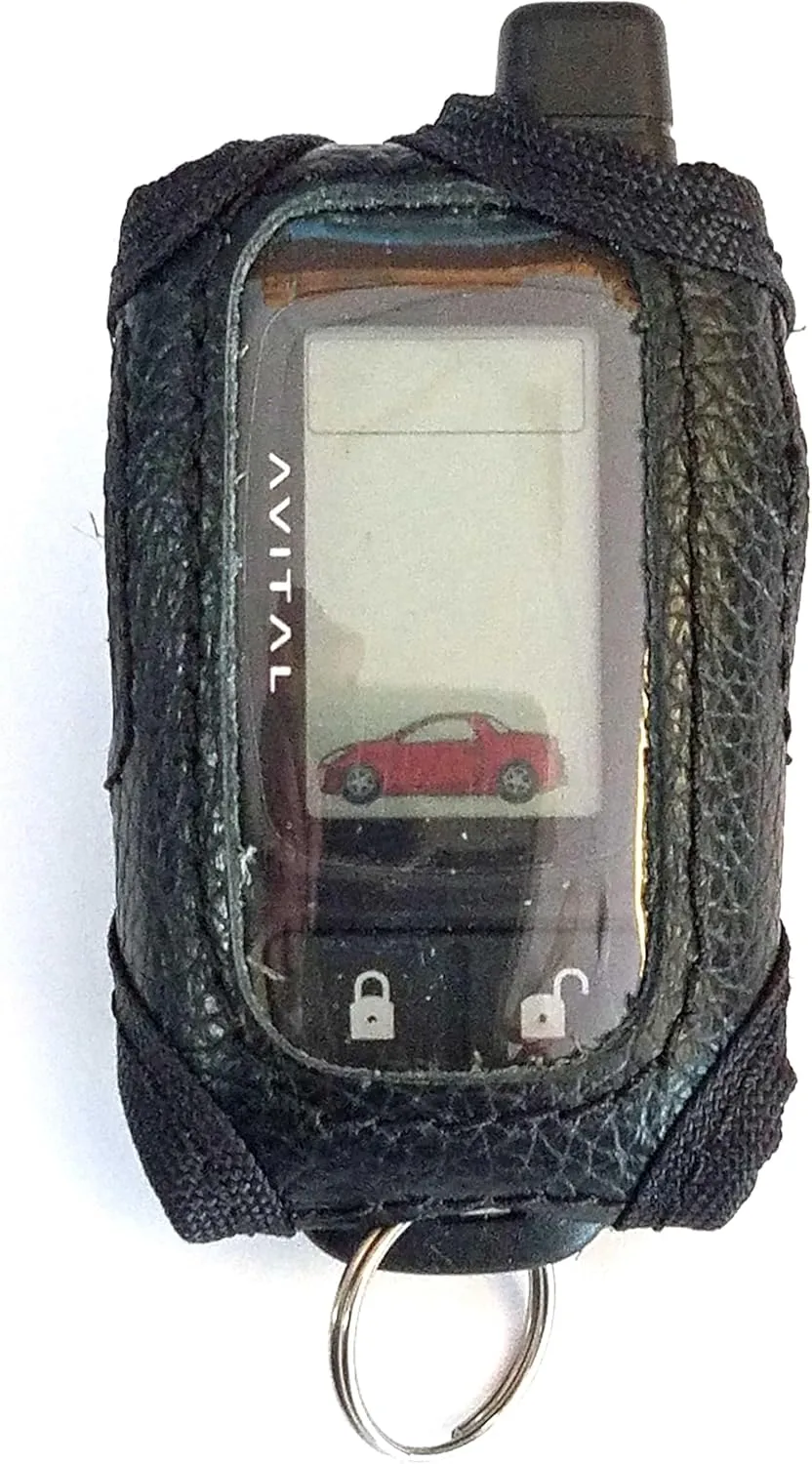 Black Leather Cover for Avital 7352L Remote Control Transmitter (Remote Not Included)