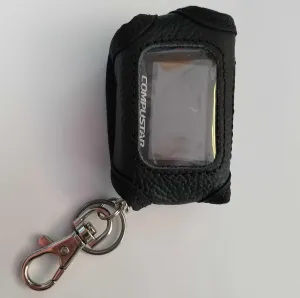Black Leather Cover for Compustar 2WT9R-FM Remote Control Transmitter (Remote Not Included)