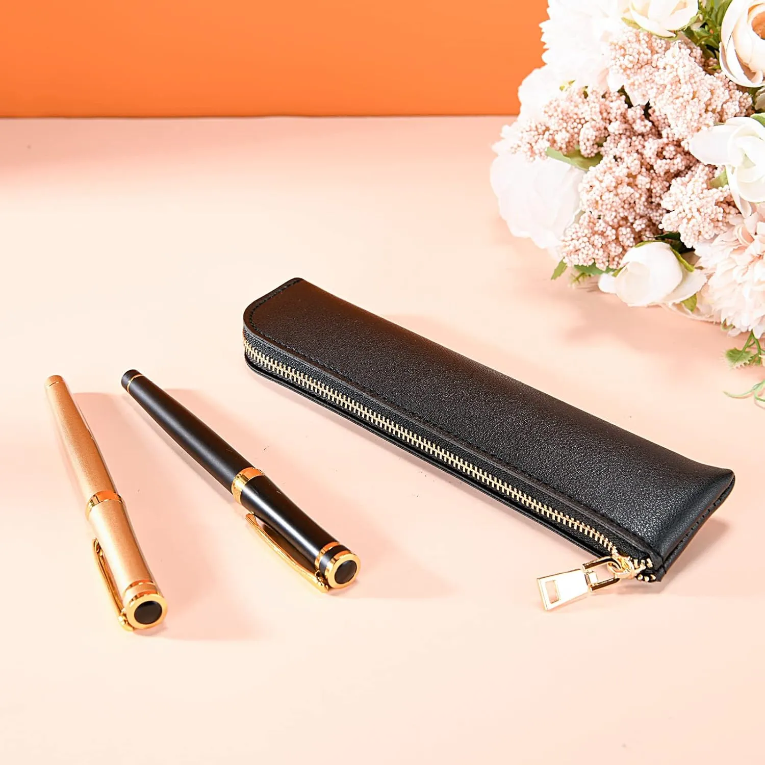 Black pencil case, Small pencil pouch, School Accessories, Pen pouch for men with zipper.…