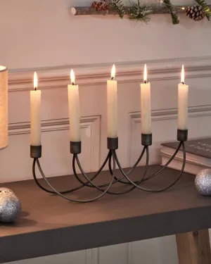 Black Wave Taper Candle Holder