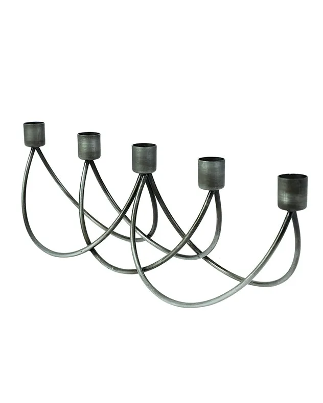 Black Wave Taper Candle Holder