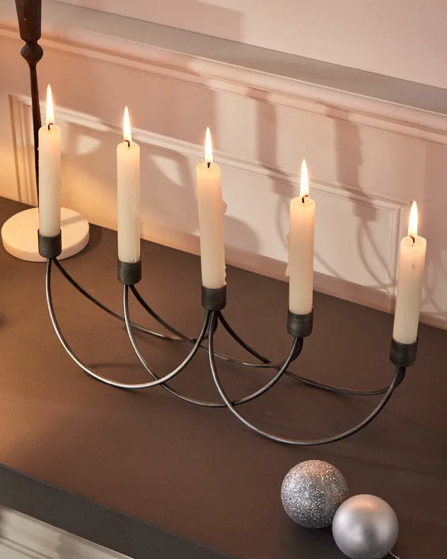 Black Wave Taper Candle Holder