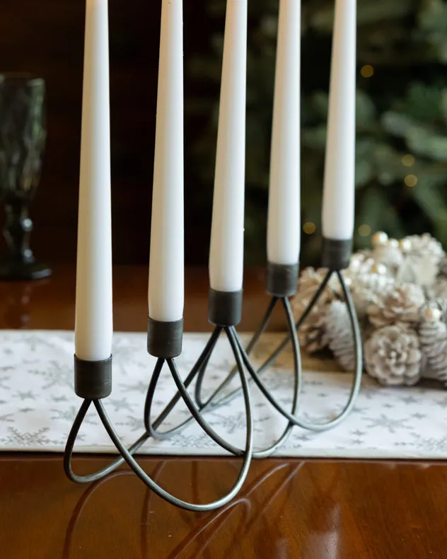 Black Wave Taper Candle Holder