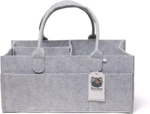 BLISS & NEST CO. Diaper Caddy Bag, Baby Organizer Nursery Storage, Car Caddy, Customizable Gift, Newborn Essentials, Parenting Helper, Multi-Functional Storage, Baby Shower Present, (Gray, Large)