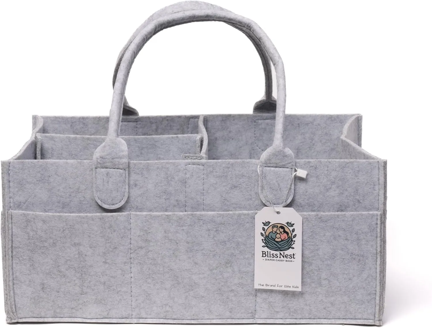 BLISS & NEST CO. Diaper Caddy Bag, Baby Organizer Nursery Storage, Car Caddy, Customizable Gift, Newborn Essentials, Parenting Helper, Multi-Functional Storage, Baby Shower Present, (Gray, Large)
