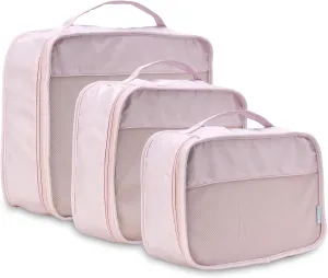 Bliss Packing Cubes for Travel - 3 Piece Durable Compact Luggage Travel Organizer Set for Laundry, Toiletry, and Cosmetics, Mauve
