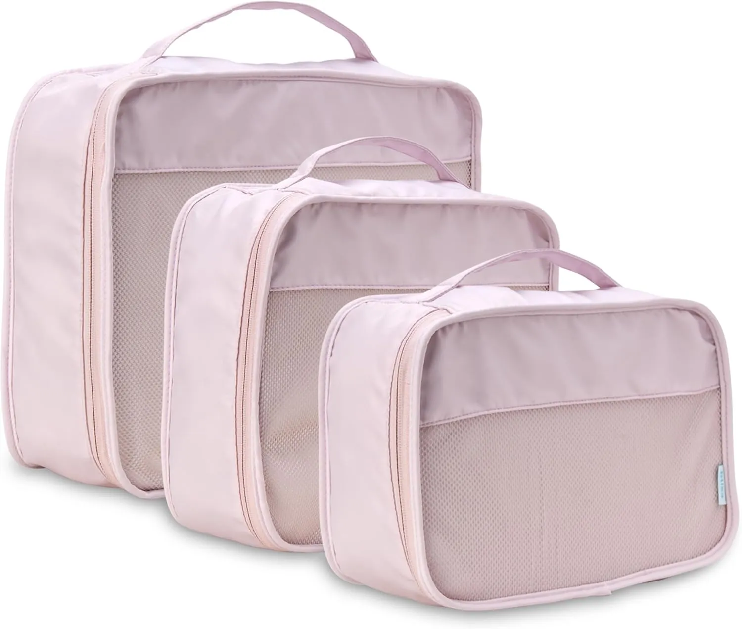Bliss Packing Cubes for Travel - 3 Piece Durable Compact Luggage Travel Organizer Set for Laundry, Toiletry, and Cosmetics, Mauve