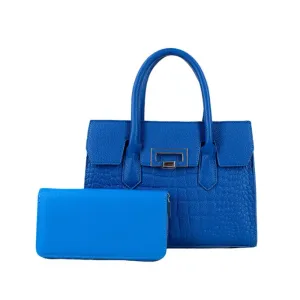 Blue 2 in 1 Top Handle Pouch Bag