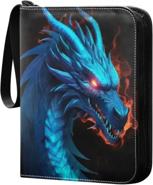 Blue Dragon Card Binder 4-Pocket, 400 Pockets PU Waterproof Zippered Collector Card Album with 50 Removable Sleeves for Trading, Game Cards