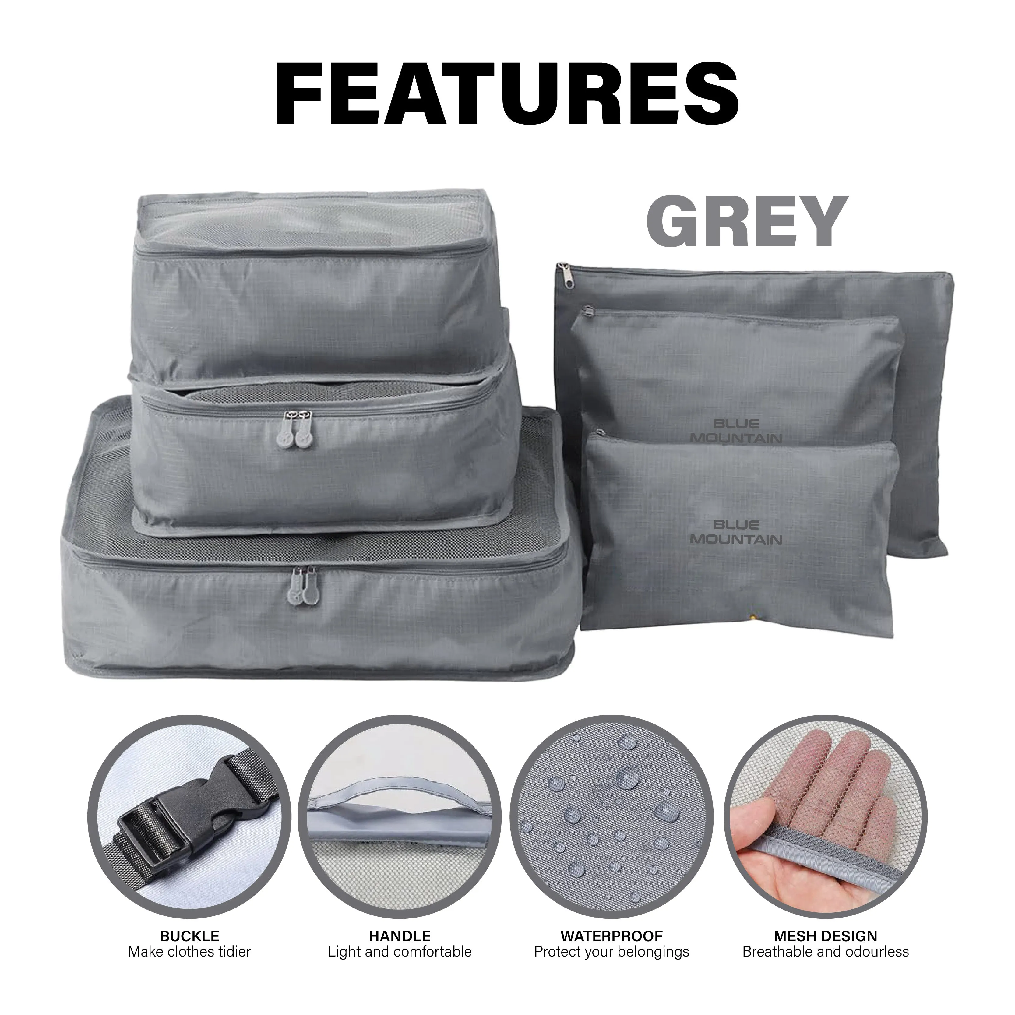 Blue Mountain 6 in 1 Travel Organizer Set