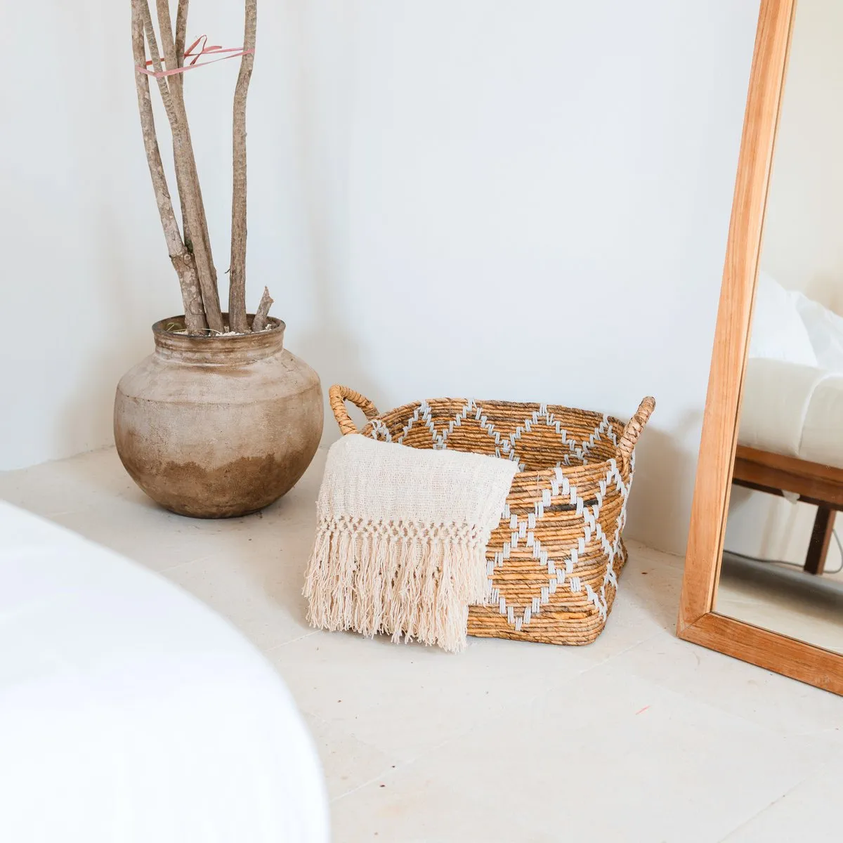 Boho Laundry Basket – Square Shelf Basket – Woven Storage Basket – Plant Basket – Decorative Basket Made of Banana Fibre GANDARIA (2 sizes)