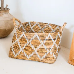 Boho Laundry Basket – Square Shelf Basket – Woven Storage Basket – Plant Basket – Decorative Basket Made of Banana Fibre GANDARIA (2 sizes)