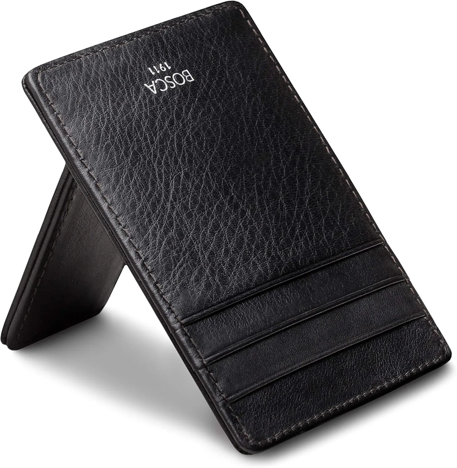 Bosca Men's Wallet, Nappa Vitello Front Pocket Wallet, Black
