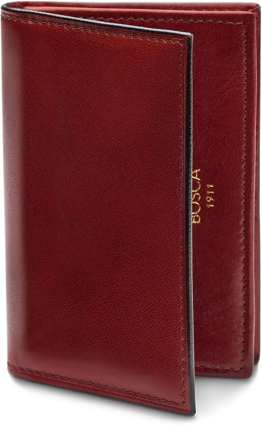 Bosca Men's Wallet, Old Leather Full Gusset 2-Pocket Card Case Wallet with I.D. Window, Dark Brown