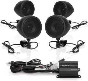 BOSS Audio Systems MCBK470B Motorcycle Bluetooth Speaker System - Class D Compact Amplifier, 3 Inch Weatherproof Speakers, Volume Control, Great for Use With ATVs and 12 Volt Vehicles