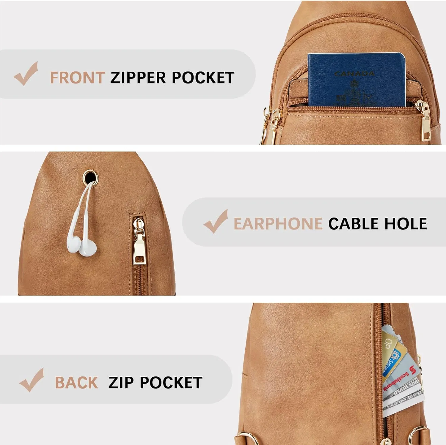 BOSTANTEN Small Sling Bag for Women Leather Crossbody Bags Fanny Pack Chest Bag for Travel