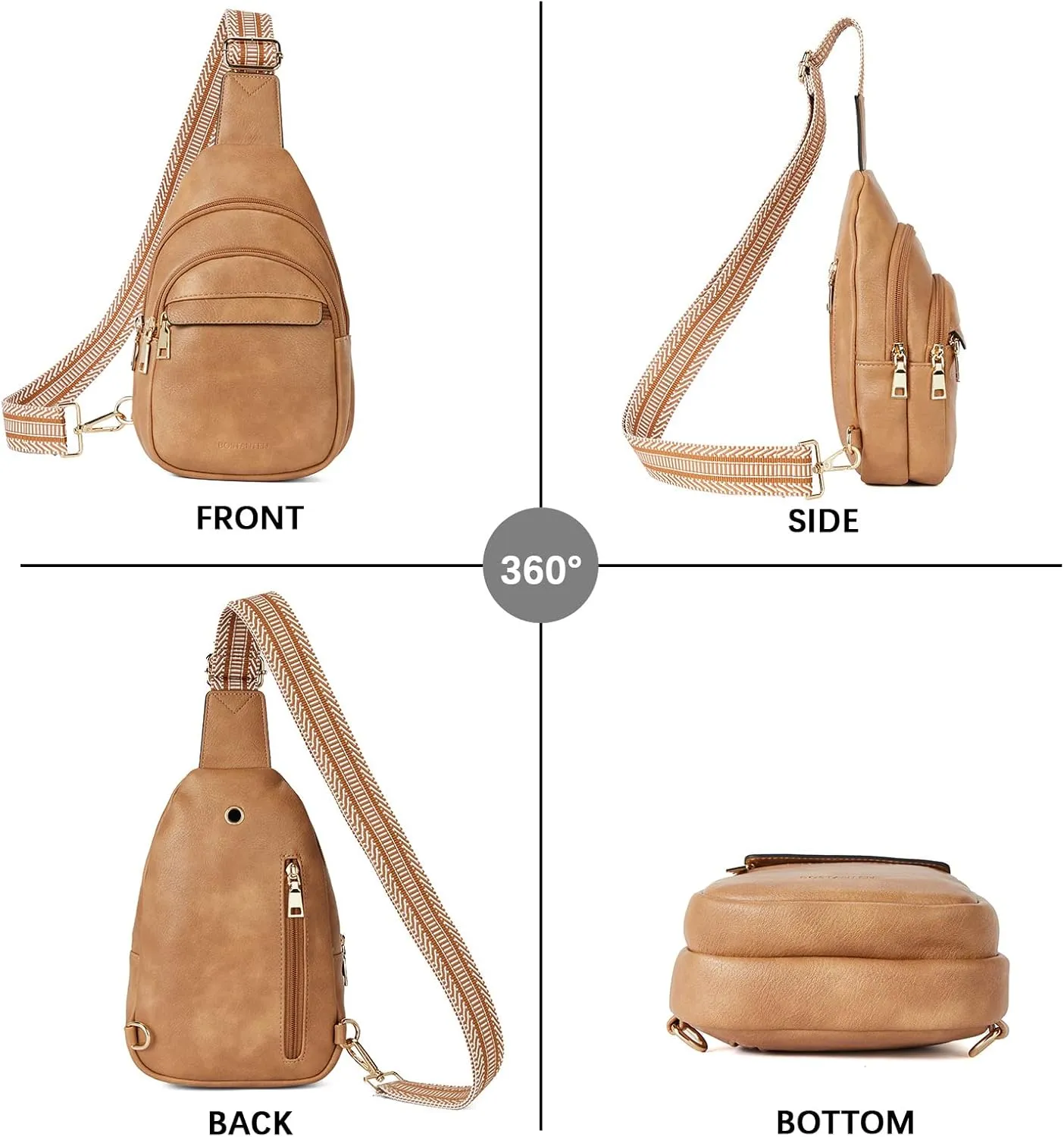 BOSTANTEN Small Sling Bag for Women Leather Crossbody Bags Fanny Pack Chest Bag for Travel