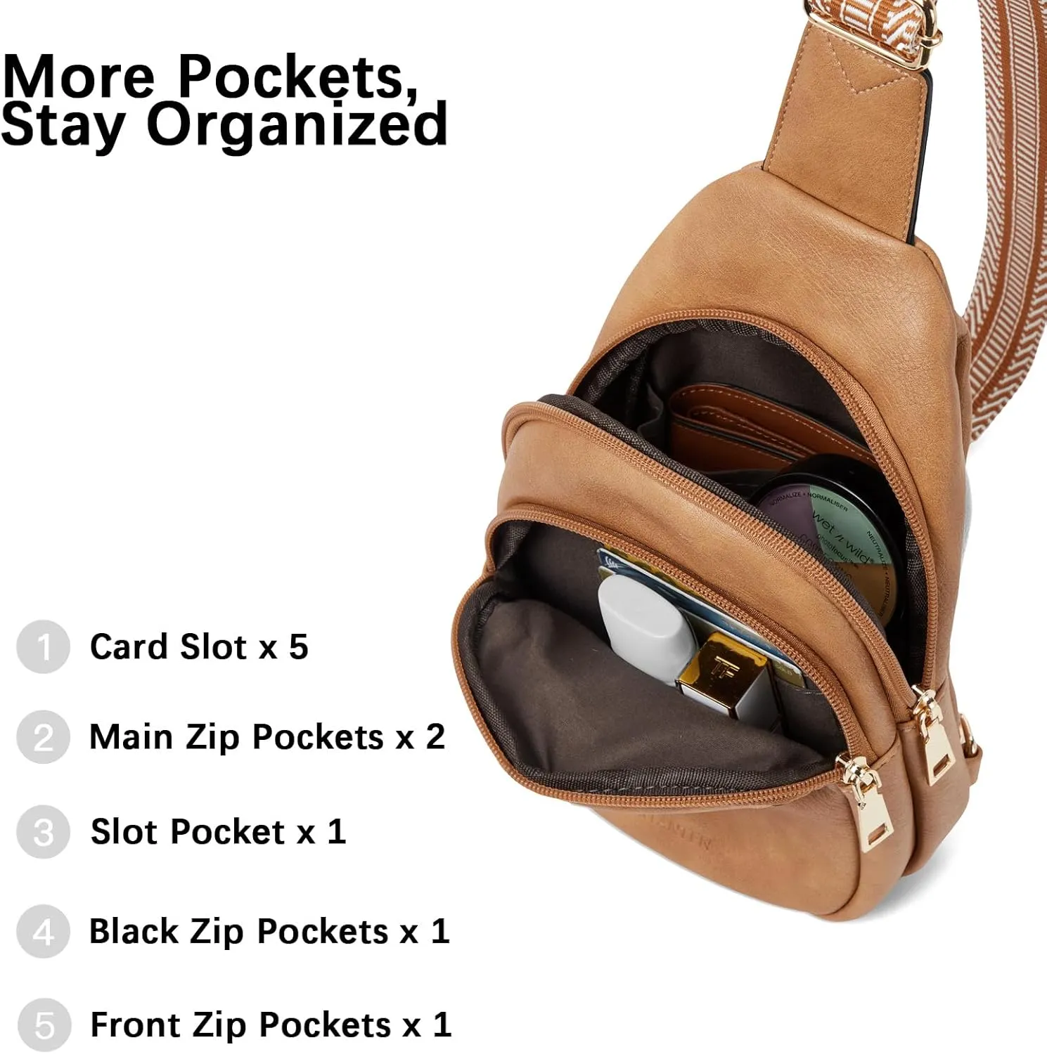 BOSTANTEN Small Sling Bag for Women Leather Crossbody Bags Fanny Pack Chest Bag for Travel