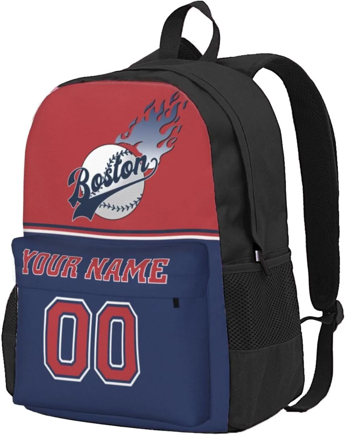 Boston Backpack,Custom Baseball Sports Backpack With Name And Number,Personalized High Capacity Casual Laptop Bag Travel Bag Gifts For Fans Men Women