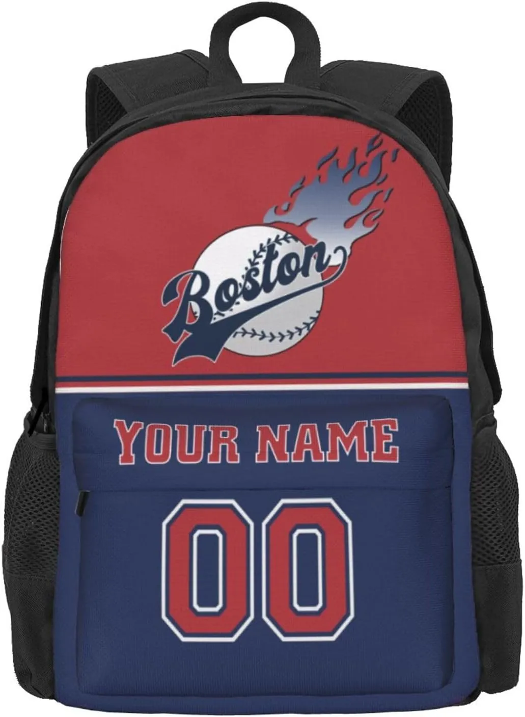 Boston Backpack,Custom Baseball Sports Backpack With Name And Number,Personalized High Capacity Casual Laptop Bag Travel Bag Gifts For Fans Men Women