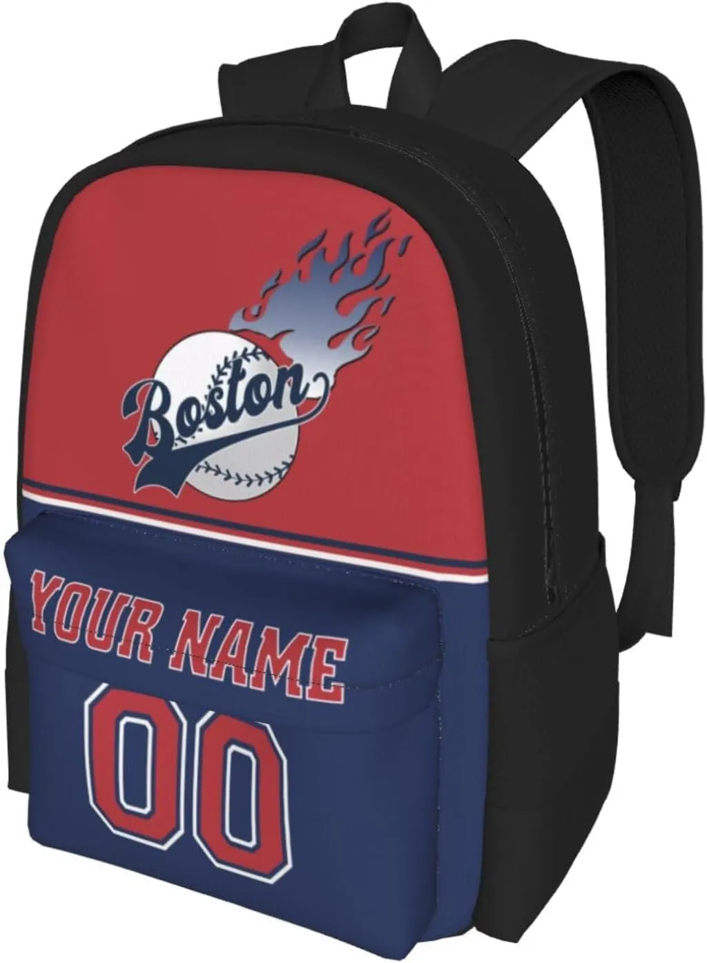 Boston Backpack,Custom Baseball Sports Backpack With Name And Number,Personalized High Capacity Casual Laptop Bag Travel Bag Gifts For Fans Men Women
