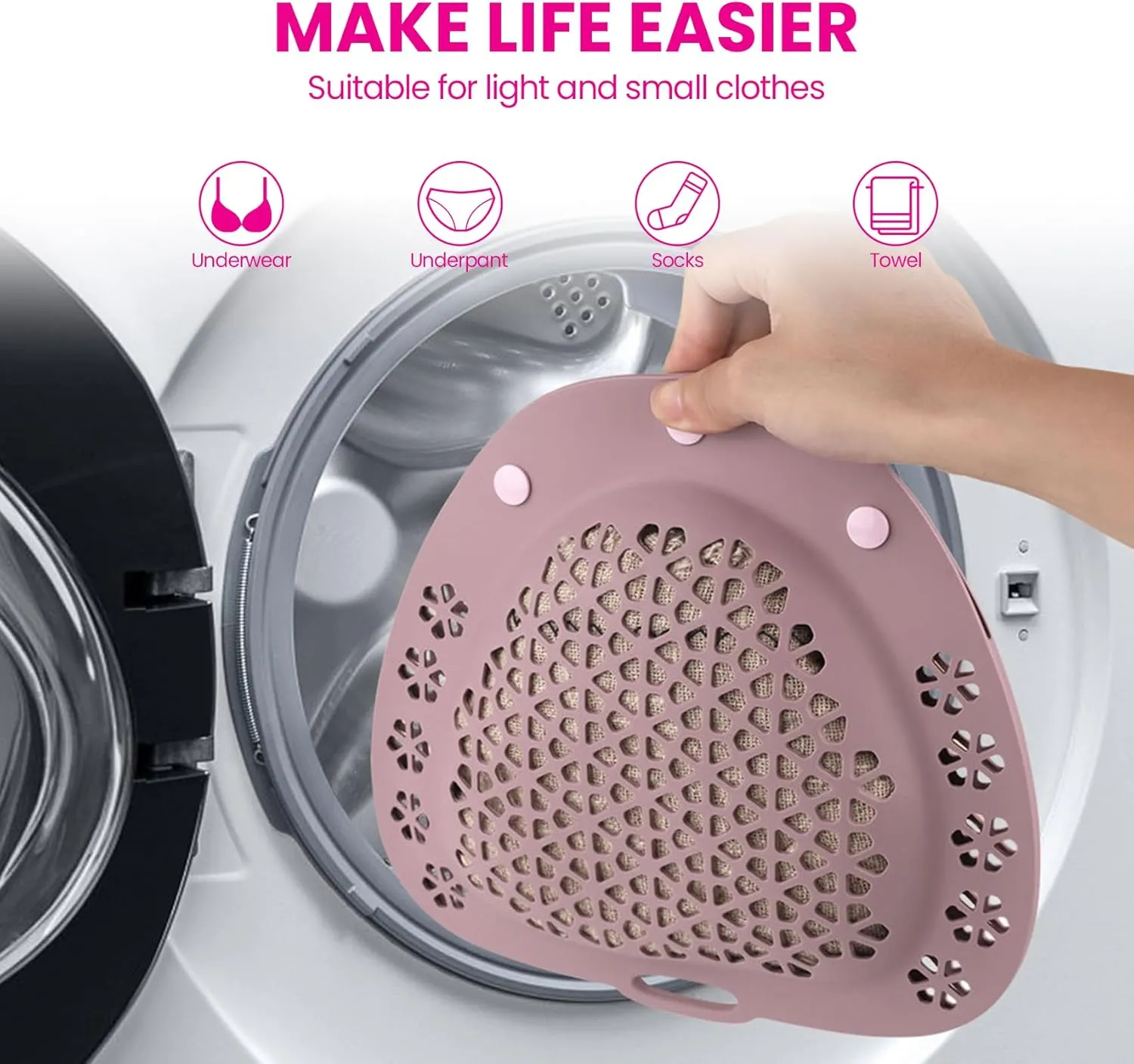 Bra Laundry Bag,Silicone Lingerie Wash Bag,Bra Washing Bag,Mesh Bra Laundry Bags for Washing Machine,Fits All Cups (Pink Purple, 2pack)