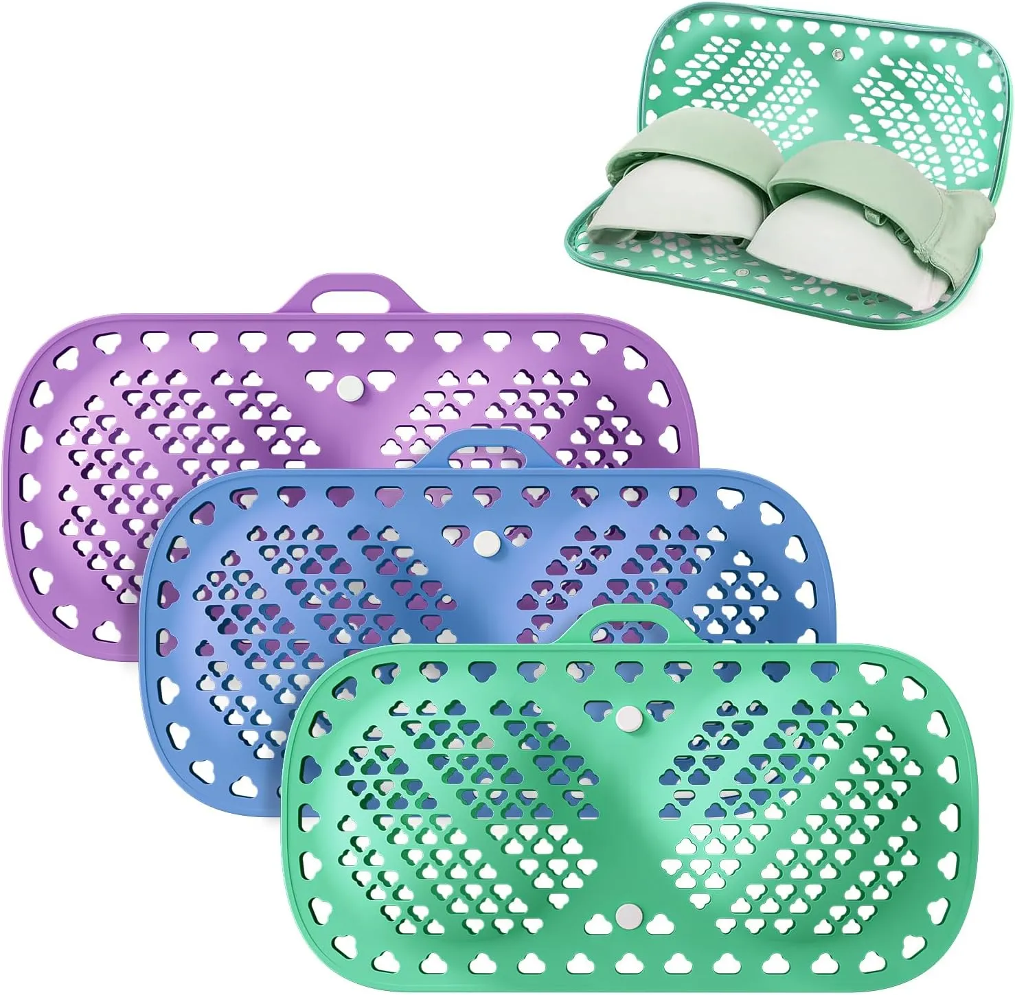 Bra Washing Bag for Laundry, Silicone Lingerie for Washing Delicates, Laundry Bag Washing Machine & Dryer Washing Bags, Maternity, Sports Bras, Sexy Bras (Purple&Blue&Green)