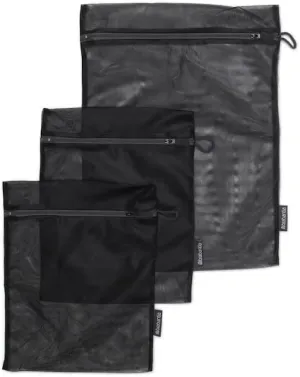 Brabantia 3-Pack Mesh Zip Up Laundry Bags (Black) for Washing Machine Delicates, Face Masks, Socks, Bras (1 x Medium, 2 x Small) Organizer, Travel Bags