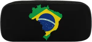 Brazil Flag Map Novelty Pencil Box Cute Pencil Case Pen Organizer Bag Large Capacity Pen Pouch