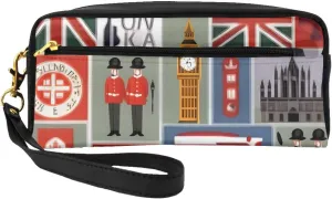 BREAUX England Symbols Print Cosmetic Bag,Portable Cosmetic Bag,Zipper Travel Toiletry Bag,Travel Makeup Bag