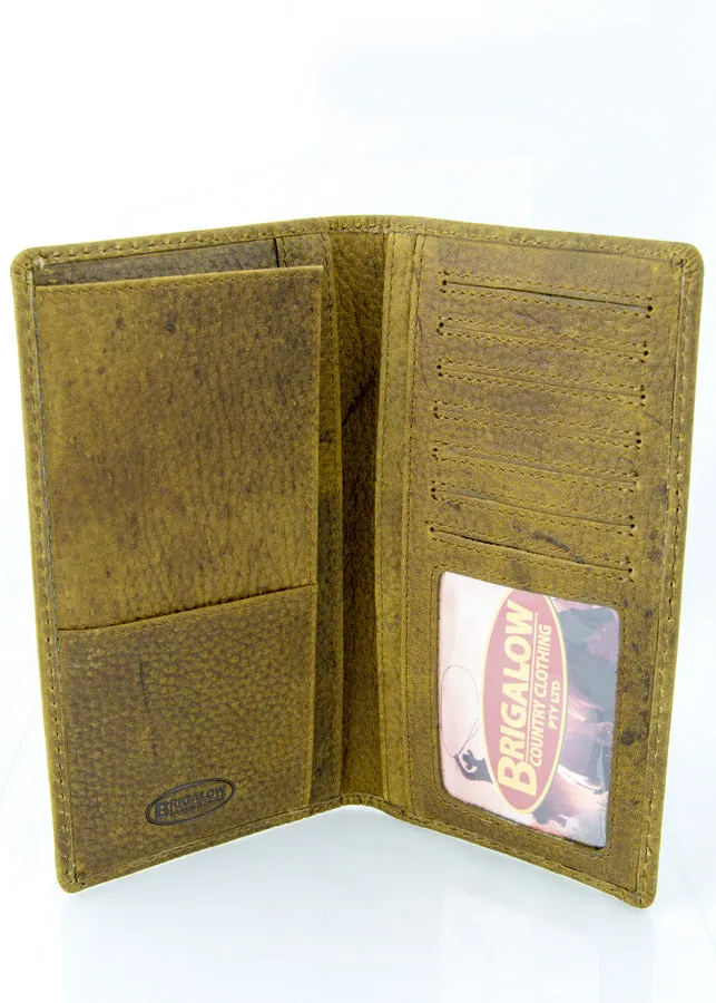 Brigalow Mens Distressed Leather Cheque Book Wallet - Steer Head