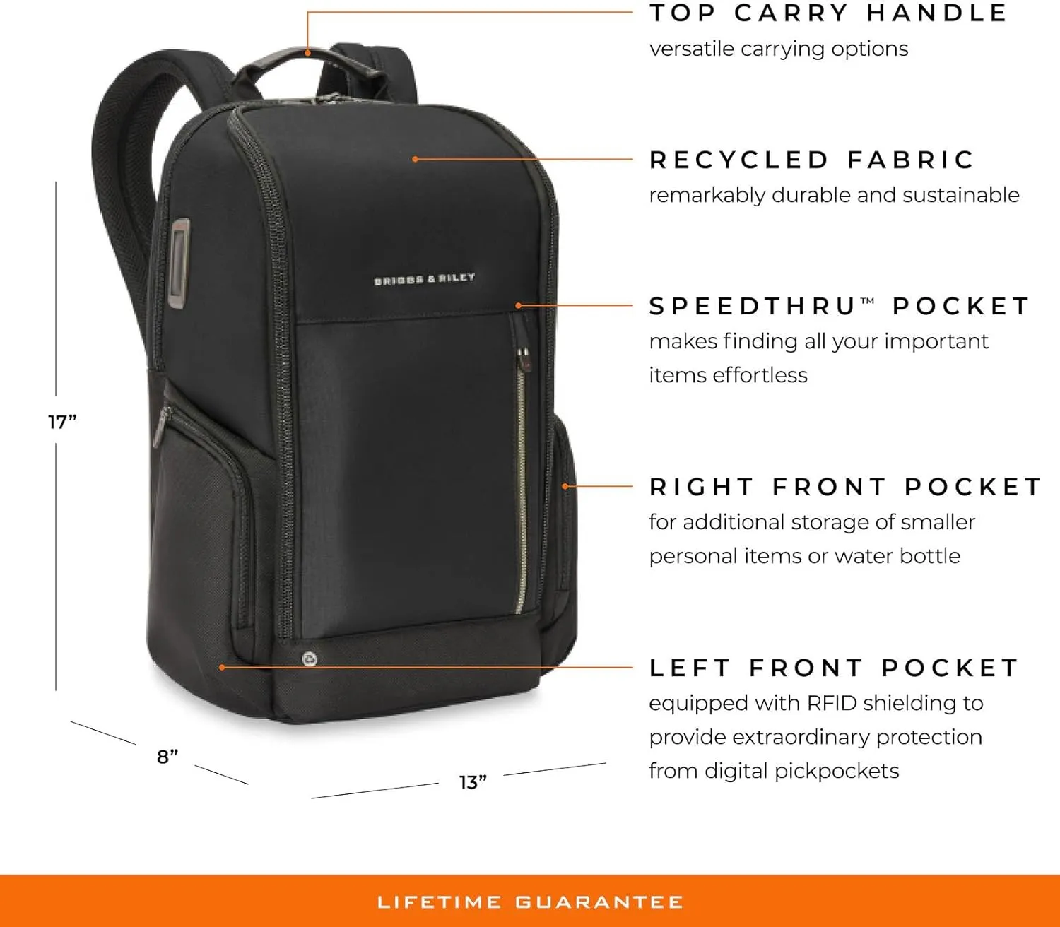 Briggs & Riley HTA, Black, Medium Widemouth Backpack