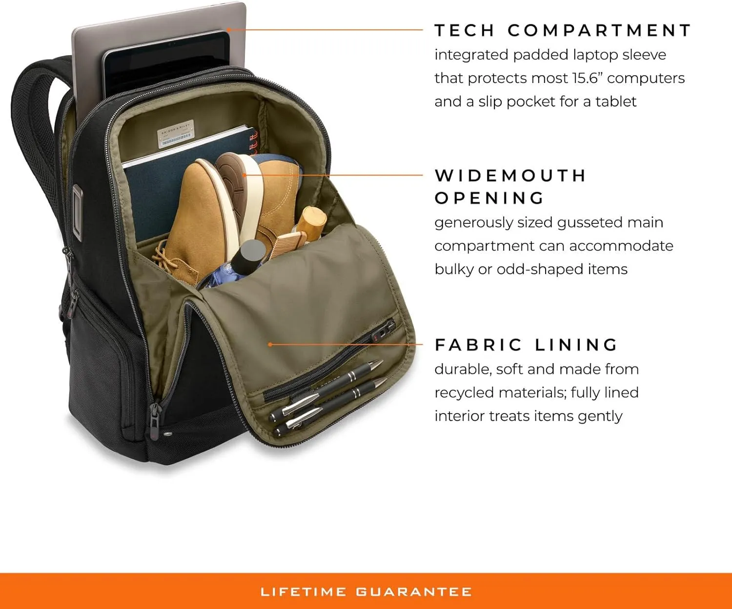 Briggs & Riley HTA, Black, Medium Widemouth Backpack