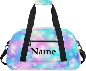 Bright Color Pattern Personalized Duffle Bag for Kids Custom Dance Ballet Bag with Name Lightweight Travel Weekender Overnight Bags Sport Gym Duffel Bags Workout Carry On Tote Bag for Girls Boys