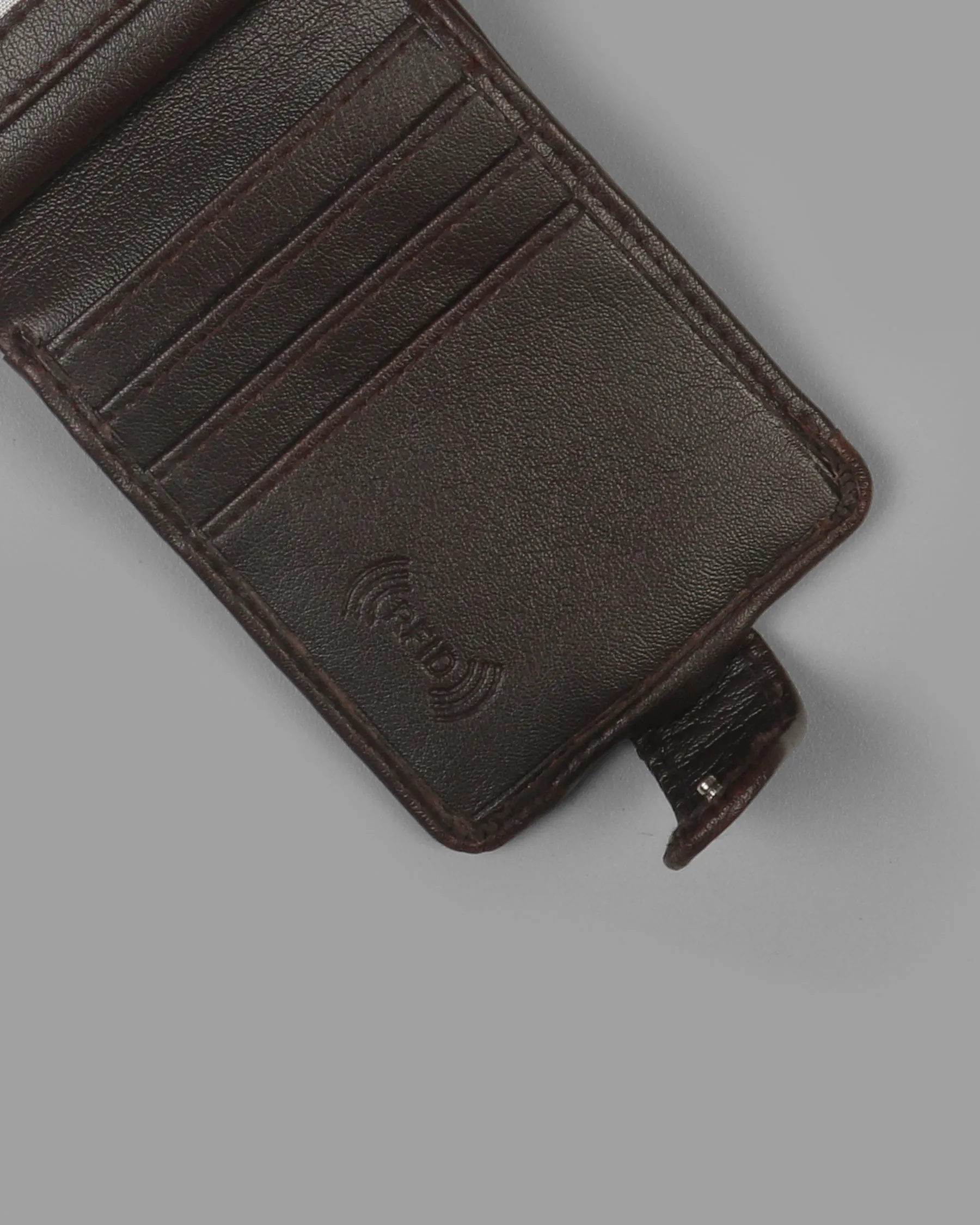 Brown Push Button Vegan Leather Handcrafted Slim and Small Wallet