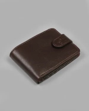 Brown Push Button Vegan Leather Handcrafted Slim and Small Wallet