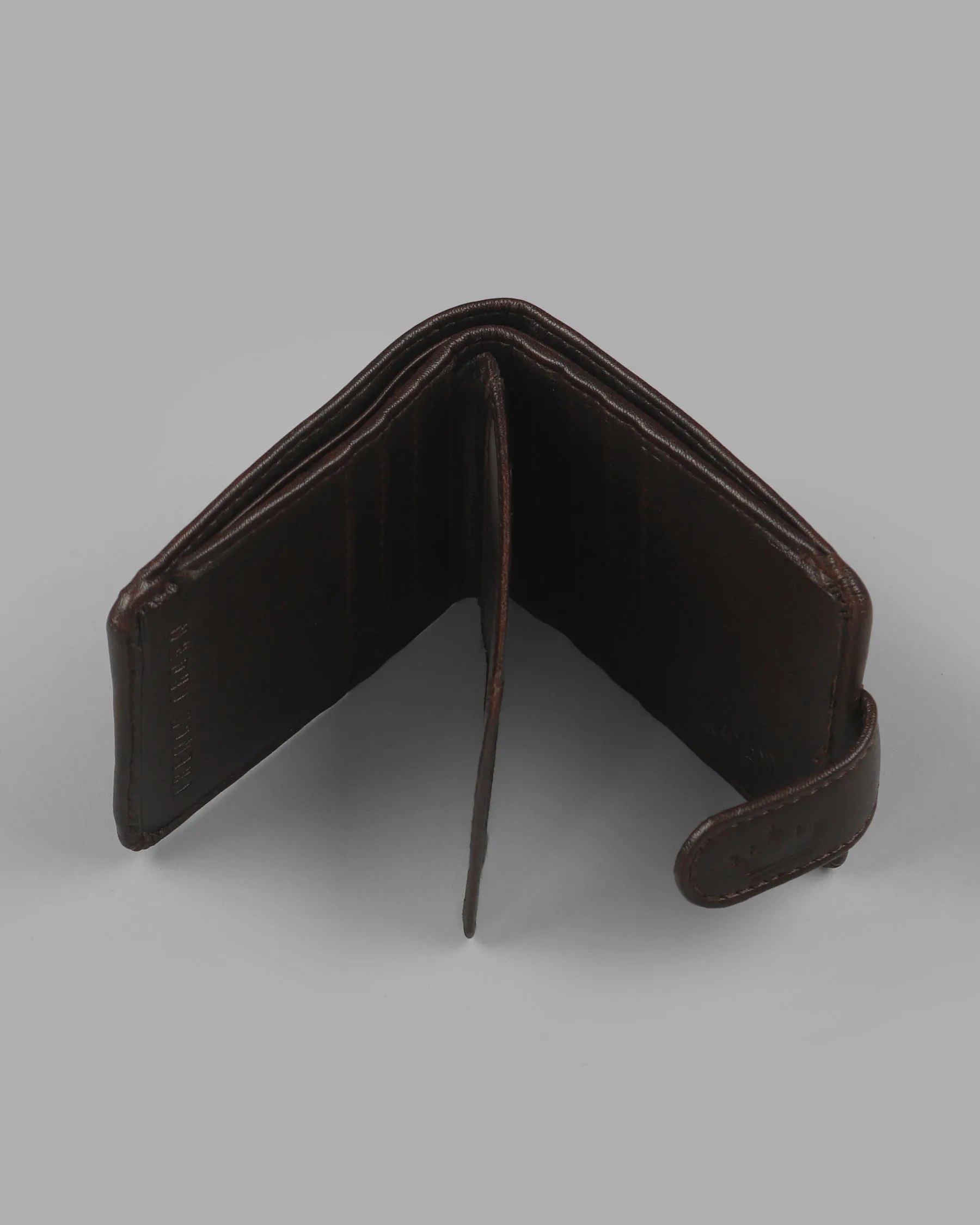 Brown Push Button Vegan Leather Handcrafted Slim and Small Wallet