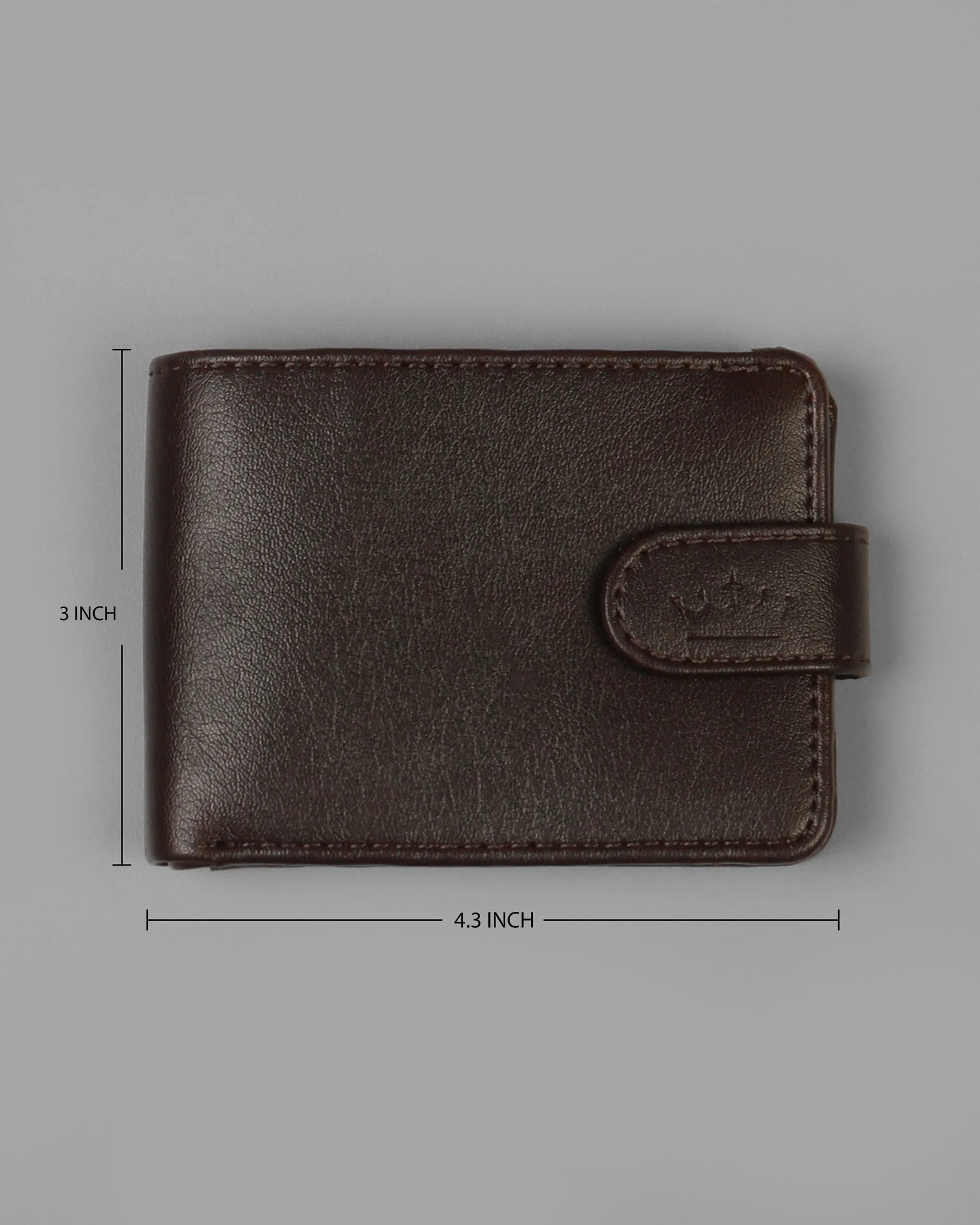 Brown Push Button Vegan Leather Handcrafted Slim and Small Wallet