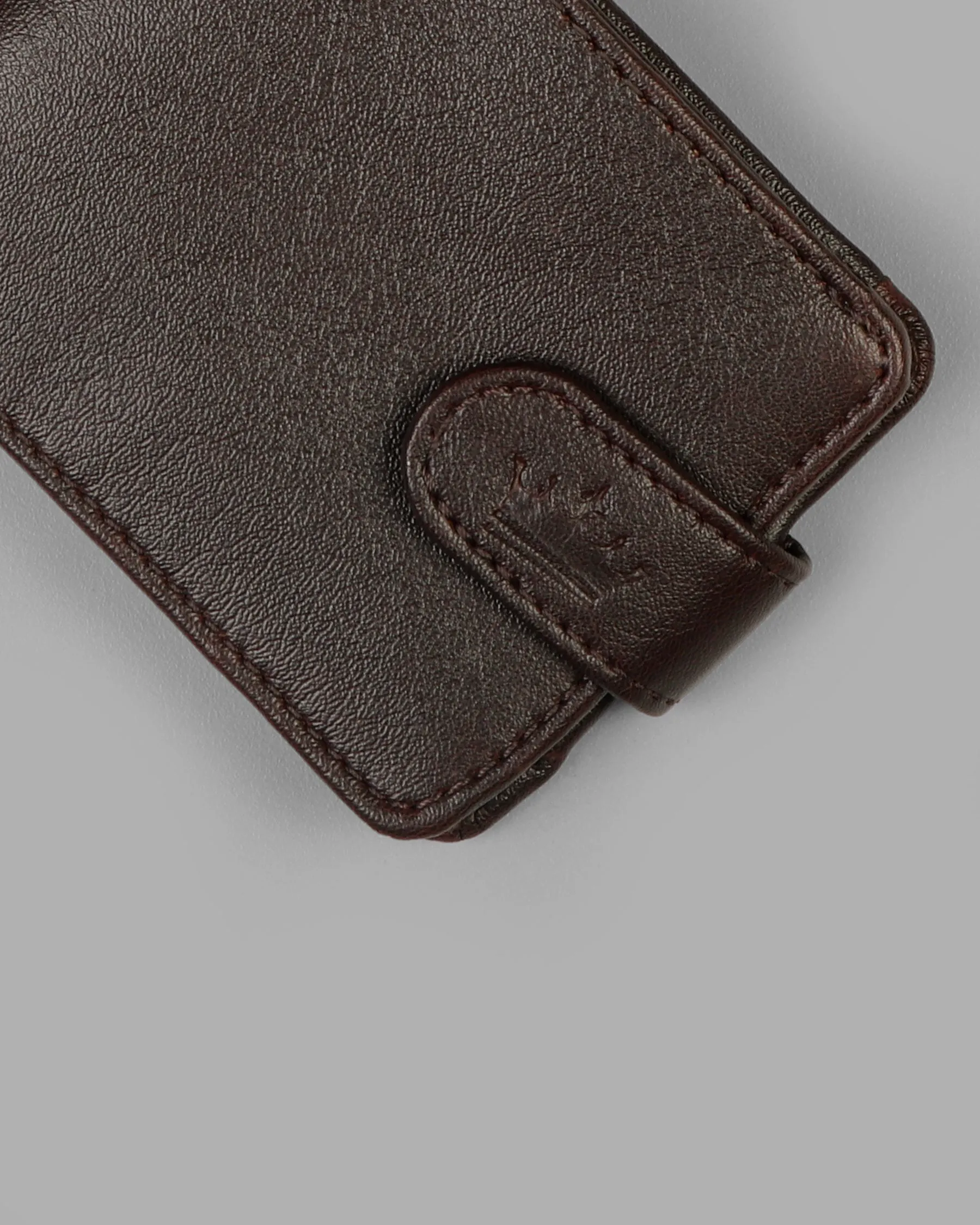 Brown Push Button Vegan Leather Handcrafted Slim and Small Wallet