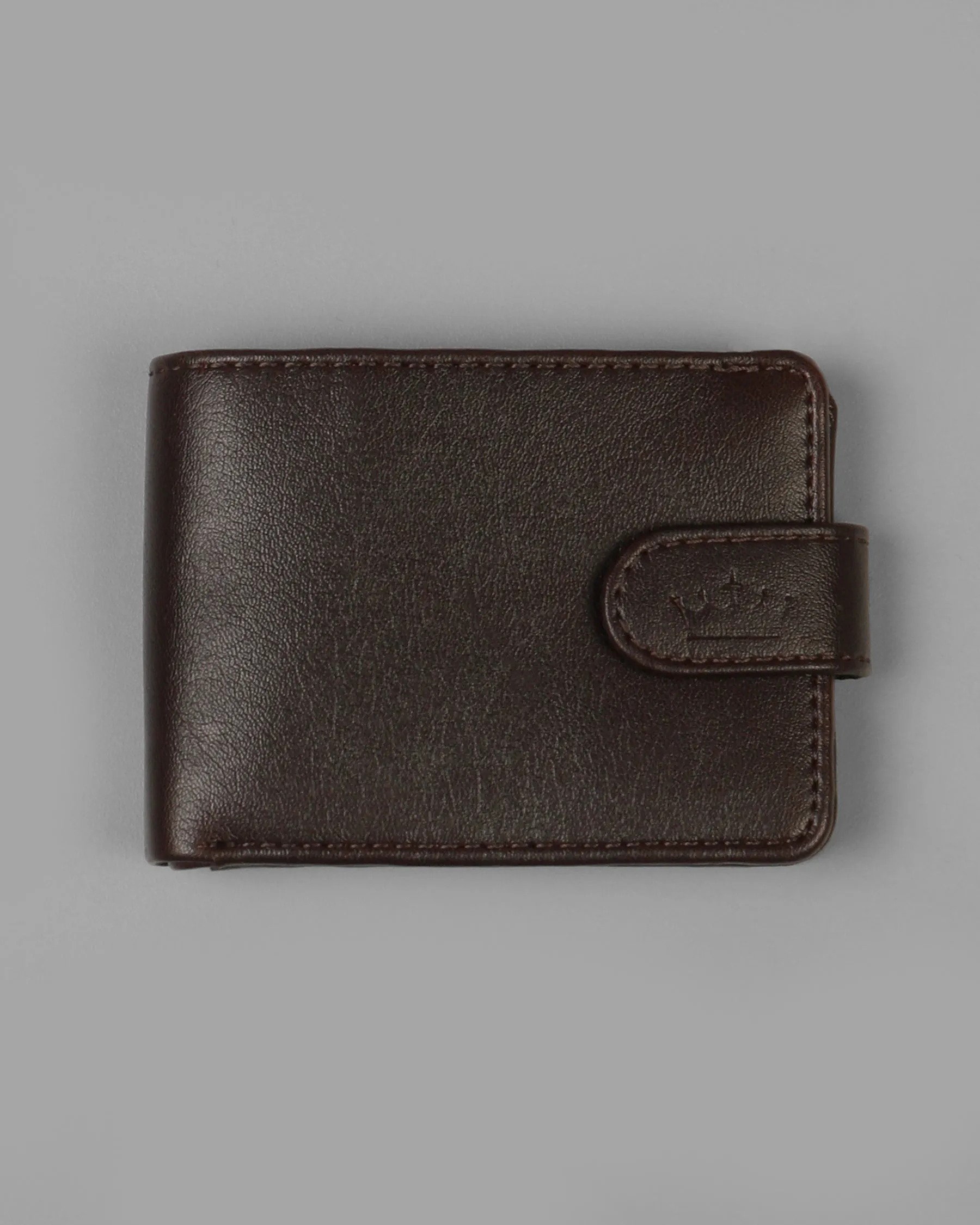Brown Push Button Vegan Leather Handcrafted Slim and Small Wallet